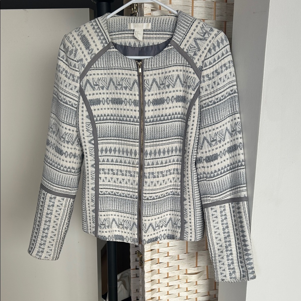 H&M White and Gray Patterned Blazer